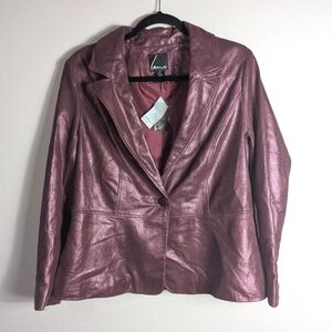 12 NWT Lane Bryant Shimmery Plum Leather Jacket $295
